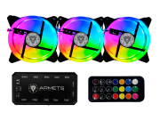 KIT 3X FAN COOLER RGB 120X120 CONTROLE REMOTO E CONTROLADORA KCF3-01- ARMETS